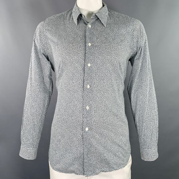 PS by PAUL SMITH Size XL White Black Blue Hearts Cotton Long Sleeve Shirt - Picture 1 of 8